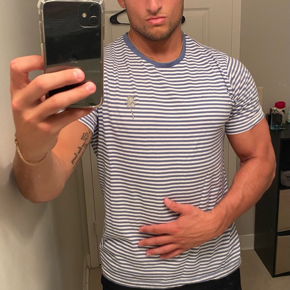 Denim and Flower Slim Fit T-Shirt